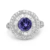 14ct White Gold Tanzanite and Diamond Cluster Ring