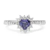 18ct White Gold Tanzanite and Diamond Heart Halo Ring