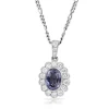 18ct White Gold Tanzanite and Diamond Daisy Pendant