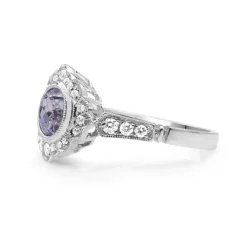 18ct White Gold Tanzanite and Diamond Daisy Style Ring