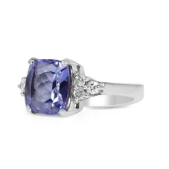 18ct White Gold Tanzanite and Diamond Ring