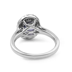 18ct White Gold Tanzanite and Diamond Halo Ring