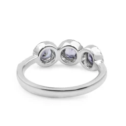 9ct White Gold Tanzanite and Diamond Triple Halo Ring