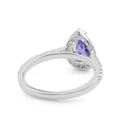 18ct White Gold Tanzanite and Diamond Pear Halo Ring