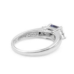 9ct White Gold Tanzanite and Diamond East West Ring