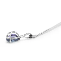 18ct White Gold Tanzanite and Diamond Pendant