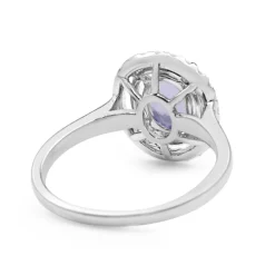 18ct White Gold Tanzanite and Double Halo Diamond Ring