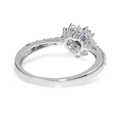 18ct White Gold Tanzanite and Diamond Heart Halo Ring