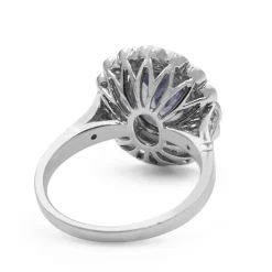 18ct White Gold Tanzanite and Diamond Daisy Ring