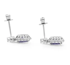 18ct White Gold Tanzanite and Diamond Halo Earrings