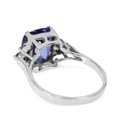 18ct White Gold Tanzanite and Diamond Ring