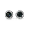 18ct White Gold Teal Sapphire and Diamond Halo Earrings