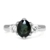 18ct White Gold Teal Sapphire and Diamond 3 Stone Ring