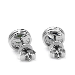 18ct White Gold Teal Sapphire and Diamond Halo Earrings
