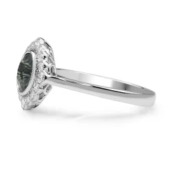 18ct White Gold Teal Sapphire and Diamond Daisy Halo Ring