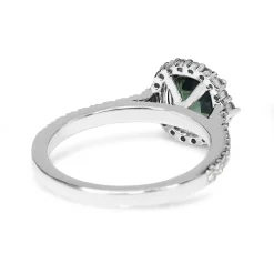 18ct White Gold Teal Sapphire and Diamond Halo Ring