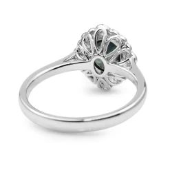 18ct White Gold Teal Sapphire and Diamond Daisy Halo Ring