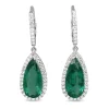 18ct White Gold Teardrop Emerald and Diamond Halo Earrings