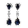 9ct White Gold Teardrop Sapphire and Diamond Earrings