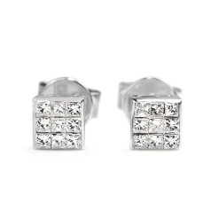 18ct White Gold Tension Set Diamond Stud Earrings