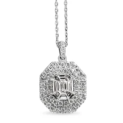 14ct White Gold Tension Set Diamond Halo Necklace