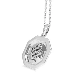 14ct White Gold Tension Set Diamond Halo Necklace