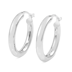 9ct White Gold Thick 21mm Hoop Earrings