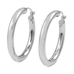 9ct White Gold Thick 27mm Hoop Earrings