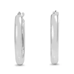 9ct White Gold Thick 21mm Hoop Earrings
