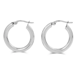 9ct White Gold Thick 21mm Hoop Earrings