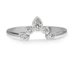 18ct White Gold 'Tiara' Style Curved Diamond Band