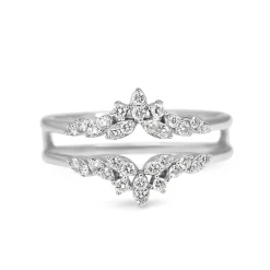 10ct White Gold Tiara Style Fitted 'Jacket' Diamond Band Ring