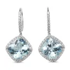 14ct White Gold Topaz and Diamond Halo Drop Earrings