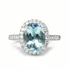 18ct White Gold Topaz and Diamond Halo Ring