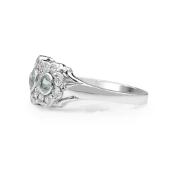 9ct White Gold Topaz and Diamond Floral Halo Ring