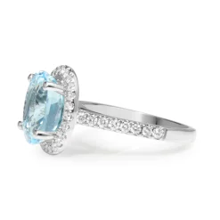 18ct White Gold Topaz and Diamond Halo Ring