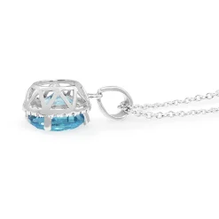 9ct White Gold Topaz and Diamond Halo Pendant