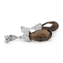 18ct White Gold Topaz and Diamond Drop Earrings
