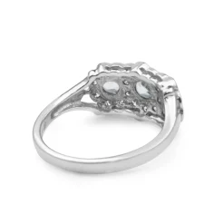 9ct White Gold Topaz and Diamond Floral Halo Ring