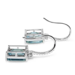 14ct White Gold Topaz and Diamond Drop Earrings