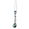 10ct White Gold Topaz and Fresh Water Pearl Necklace