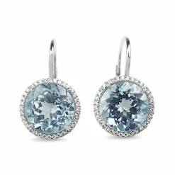 14ct White Gold Topaz Diamond Halo Earrings