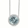 14ct White Gold Topaz Diamond Halo Necklace