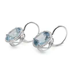 14ct White Gold Topaz Diamond Halo Earrings