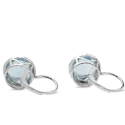 14ct White Gold Topaz Diamond Halo Earrings