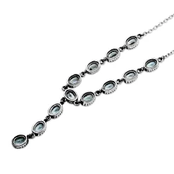 9ct White Gold Topaz Lariat Drop Necklace