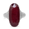 18ct White Gold Treated Ruby and Pavé Diamond Ring