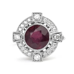 18ct White Gold Treated Ruby and Diamond Ring
