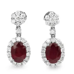 18ct White Gold Treated Ruby and Diamond Earrings