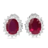 14ct White Gold Treated Ruby and Diamond Halo Earrings